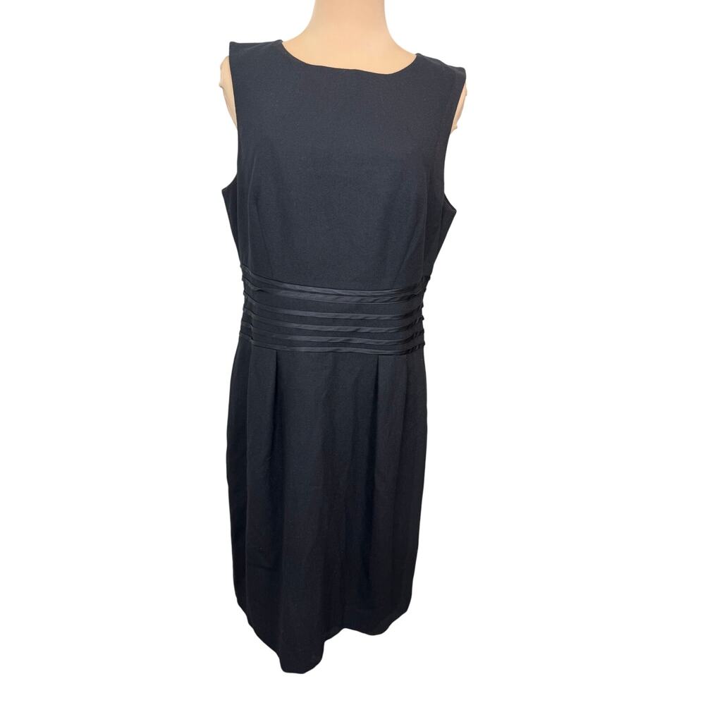 Banana Republic Women’s Black Sheath Dress Size 14 Wool Blend Silk Trim Lined